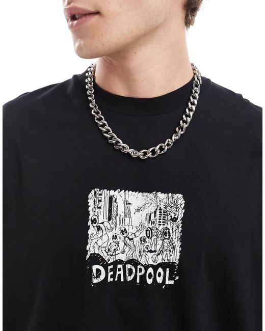 ASOS Blue Marvel Unisex Oversized T-shirt With Deadpool Prints