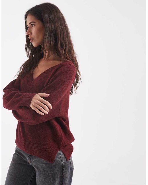 ONLY Red Reversible Knitted Jumper