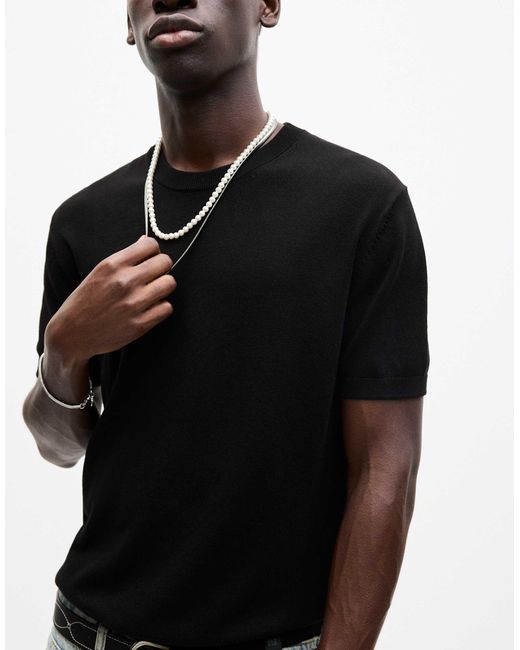 T-shirt en maille à manches courtes Pull&Bear pour homme en coloris Black