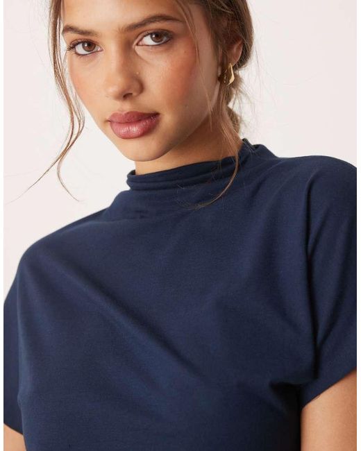ASOS Blue Twist Shoulder Drapey Top