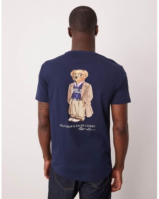 Polo Ralph Lauren T-Shirt Met Heritage Berenprint in het Blue voor heren