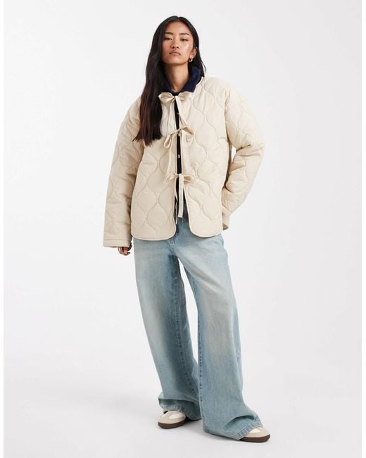 Vero Moda Blue Tie Front Quilted Jacket