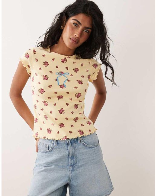 Miss Selfridge Blue Ribbed Baby Tee