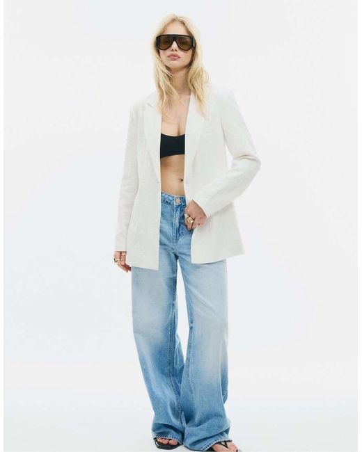 Stradivarius Blue Fitted Rustic Blazer
