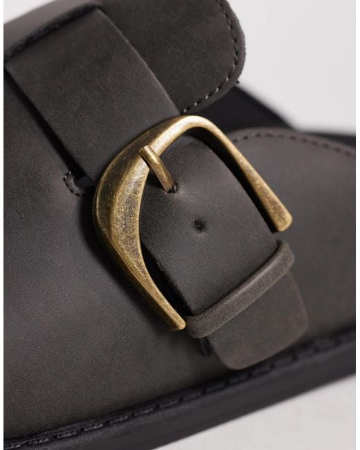 ASOS Brown Mules With Buckled Strap for men