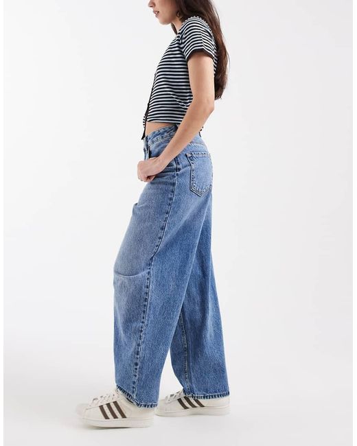 Vero Moda Blue Billie High Rise Barrel Leg Jeans