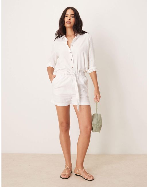 Short d'ensemble en lin mélangé à taille nouée Jdy en coloris Natural
