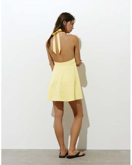 Pull&Bear Yellow Short Halter Dress