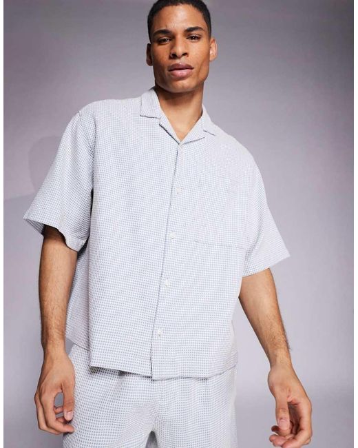 Camicia Vestibilità Classica Con Rever A Nido D'Ape E Bianca di ASOS in White da Uomo