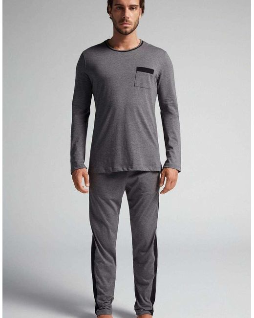 Intimissimi Gray Long Superior Cotton Pyjamas for men