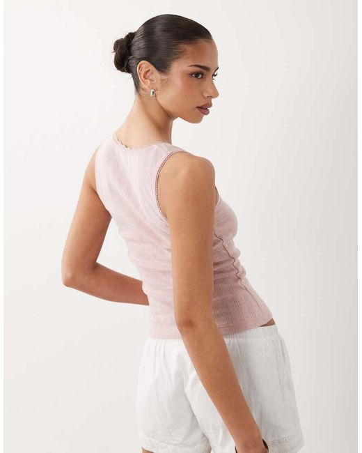 ASOS Pink Pointelle Scoop Neck Vest