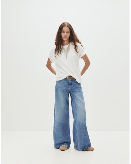 Pull&Bear Blue Low-rise Wide-leg Jeans
