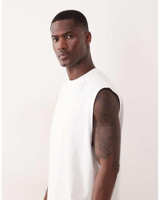 ASOS White Oversized Tank With Text Print for men