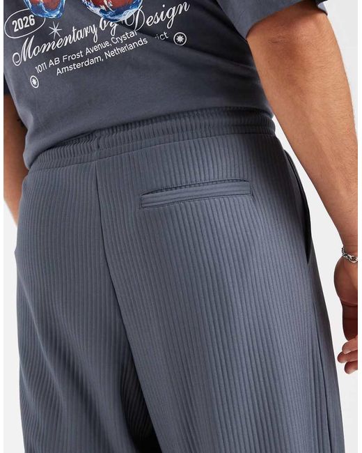 ASOS Blue Relaxed Taper Pleated jogger for men
