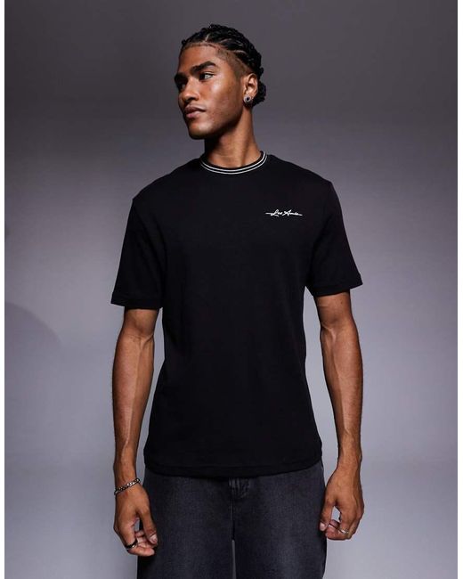 River Island Blue Contrast Ringer T-shirt for men