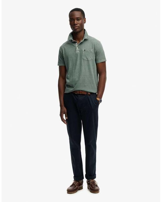 Superdry Green Classic Cotton Linen Polo Shirt for men