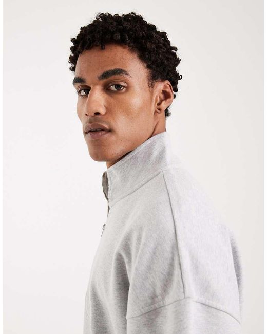 Levi's Gray Tonal Embroidered 1/4 Zip Sweatshirt for men