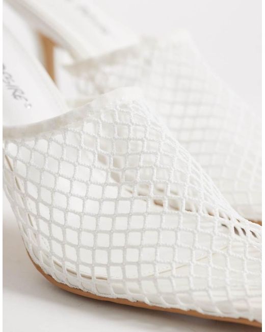 Public Desire White Ada Mesh Heeled Mules
