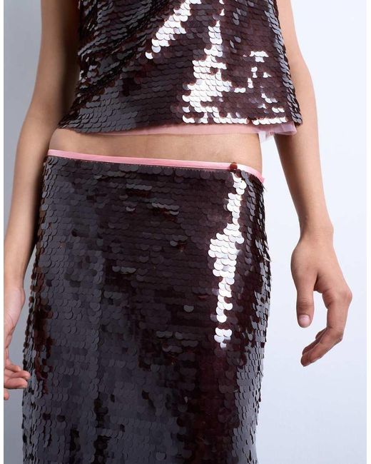 TOPSHOP White Co-Ord Contrast Sequin Midi Skirt
