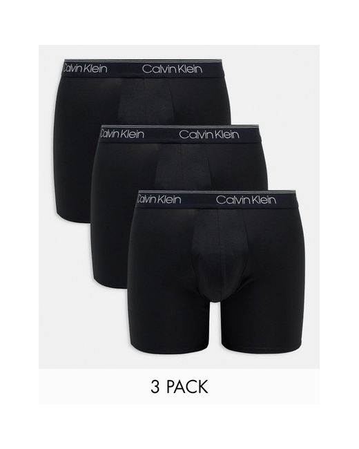 Calvin Klein Black 3-pack Micro Stretch Boxer Brief With Contrast Logo Waistbands for men