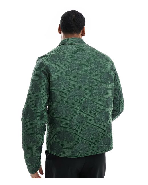 ASOS Green Floral Embroidered Harrington Jacket for men