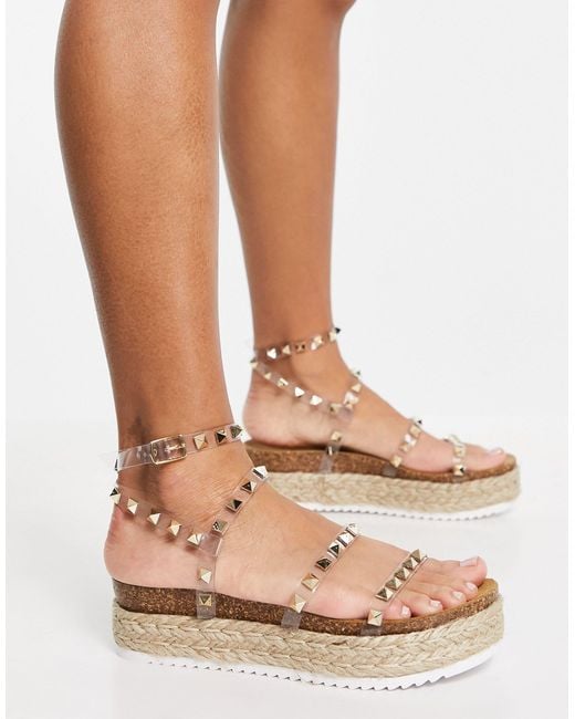 Kailee - sandales cloutées style espadrilles à plateforme - transparent-pas Steve Madden en coloris Brown