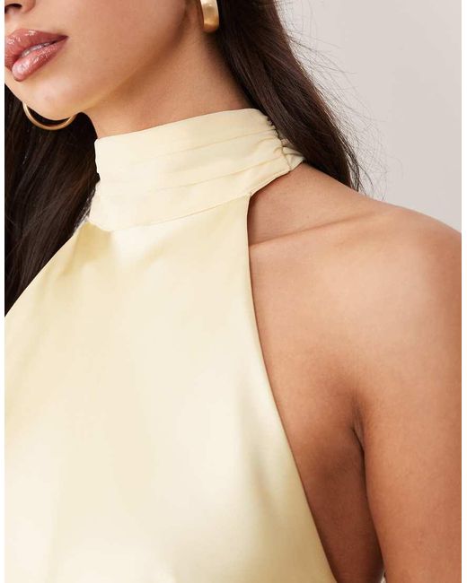 Gina Tricot Natural Shawl Halterneck Maxi Dress