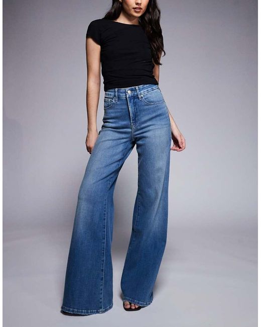 GOOD AMERICAN Blue Good Waist Soft-Tech Denim Palazzo Jeans