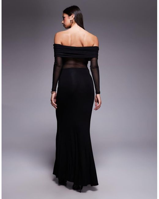 Aria Cove Blue Mesh Bandeau Cut Out Maxi Dress