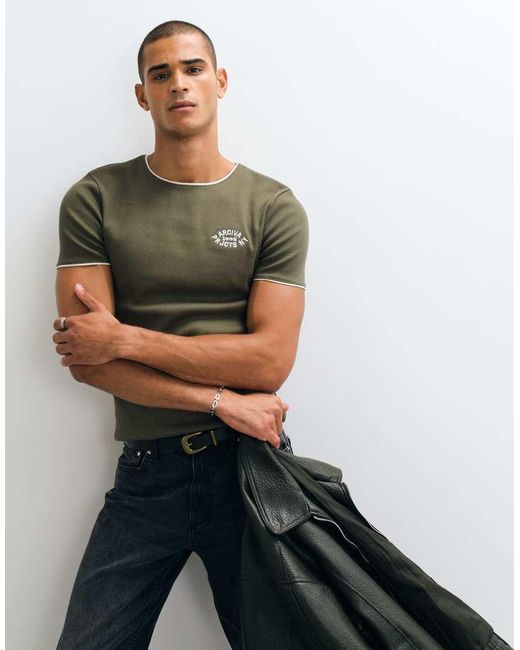 ASOS Green Super Heavyweight Muscle Ringer T-shirt With Chest Graphic for men