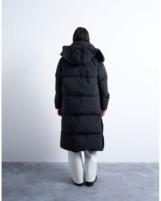 TOPSHOP Blue Ultimate Longline Funnel Neck Puffer Jacket