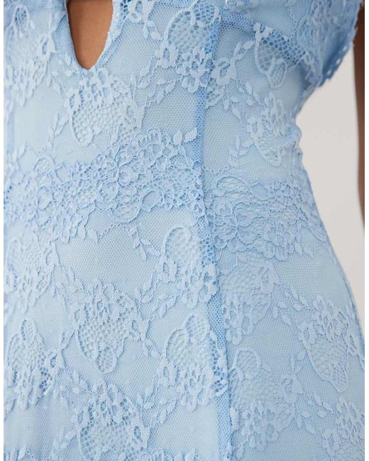 Bardot Blue Sabrine Exclusive Lace Maxi Dress With Plunge Neck