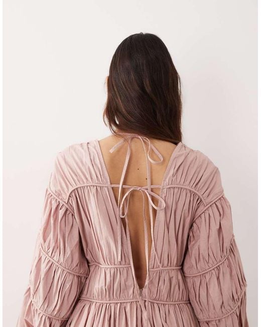 ARRANGE Pink Ovoid Sleeve Seam Detail Maxi Dress