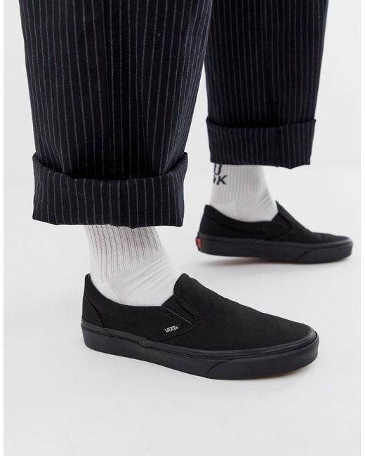 Vans Canvas Classic Slip On Sneakers In Black For Men Lyst