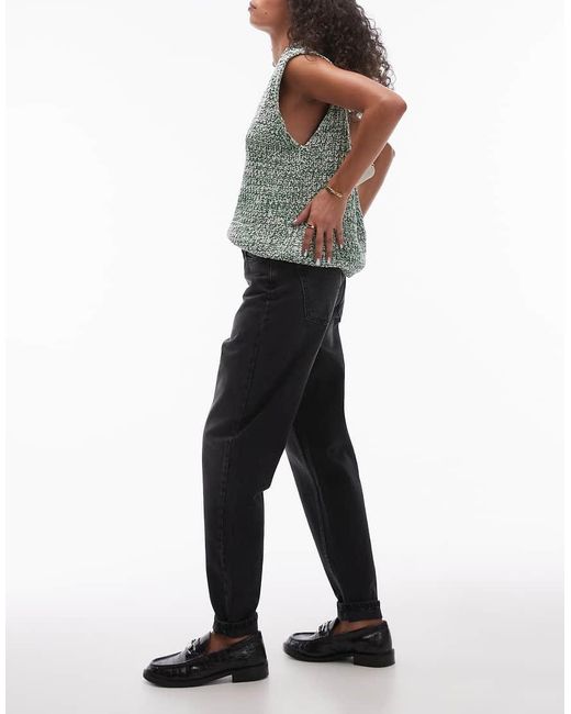 TOPSHOP Black Original Mom High Rise Jean