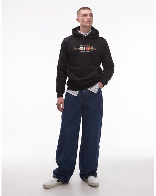Tommy Hilfiger Blue Flag Logo Graphic Hoodie for men