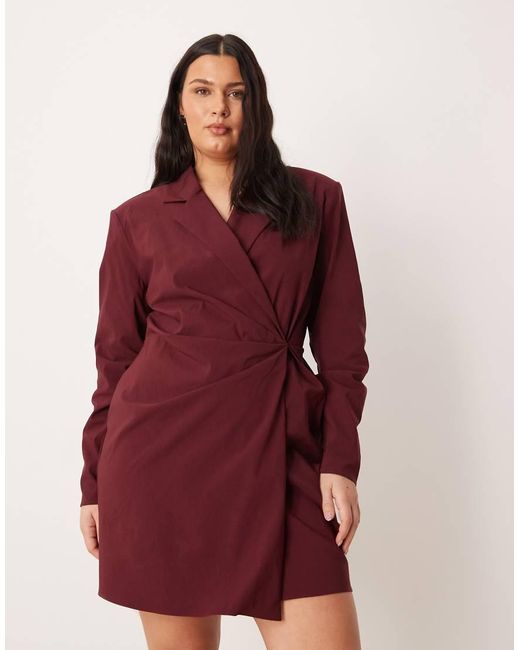 ASOS Red Asos Design Curve Cinched Blazer Mini Dress