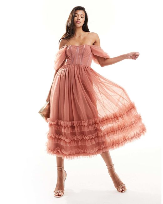chinese dress ladies Selena Cotton Midaxi in Terracotta Rose