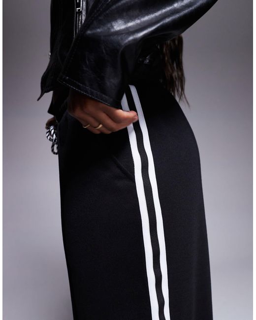 River Island Black Wide Leg joggers With Side Stripe