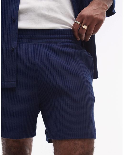 Short oversize à texture gaufrée Topman pour homme en coloris Blue