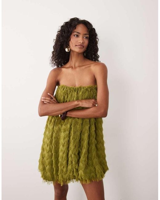 ASOS Green Wave Textured Bubble Bandeau Mini Dress
