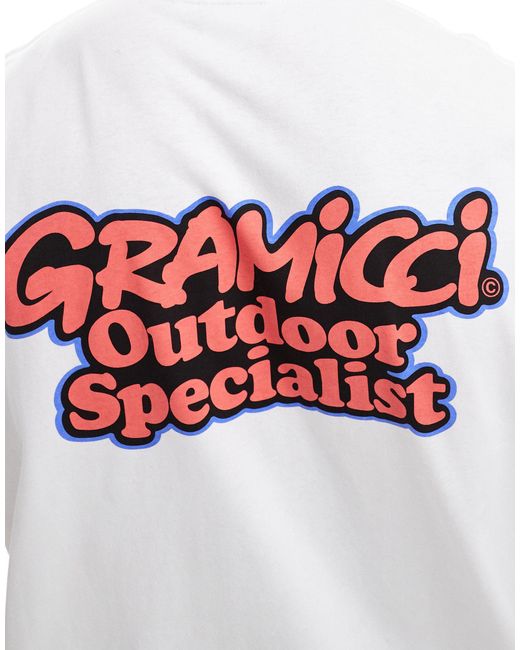 Gramicci White Unisex Cotton T-shirt With Back Print
