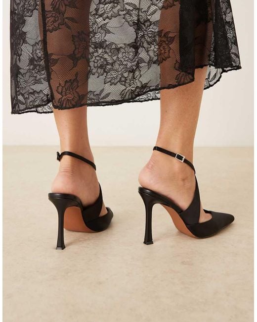 ASOS Black Wide Fit Porscha Cross Over Detail High Heel Shoes