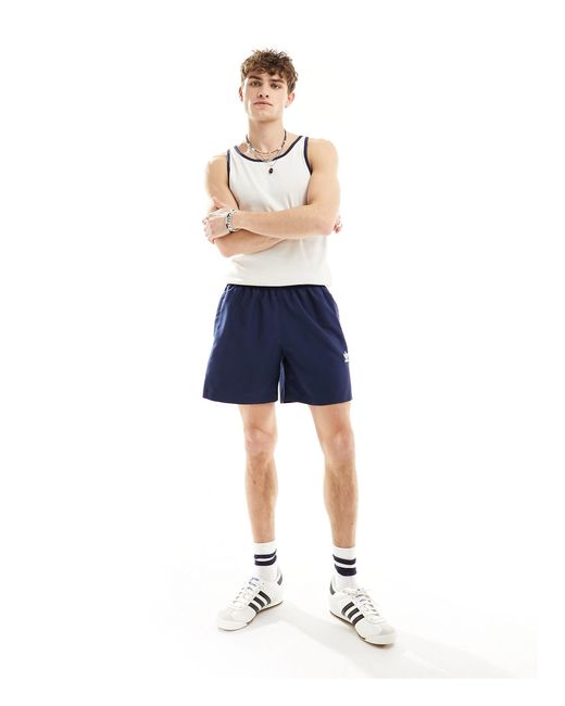 Adidas Originals Blue Trefoil Three Stripe Swim Shorts for men