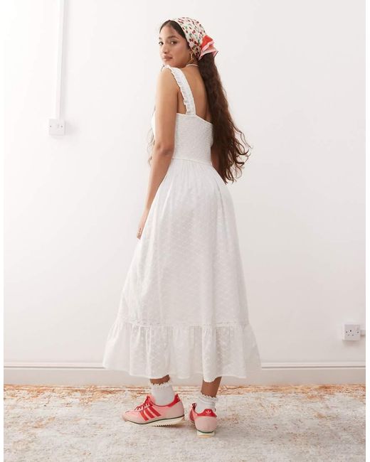 Miss Selfridge Brown Broderie Milkmaid Maxi Dress