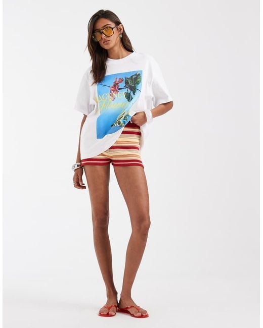 ASOS Blue Oversized T-shirt With Hackney Flower Graphic