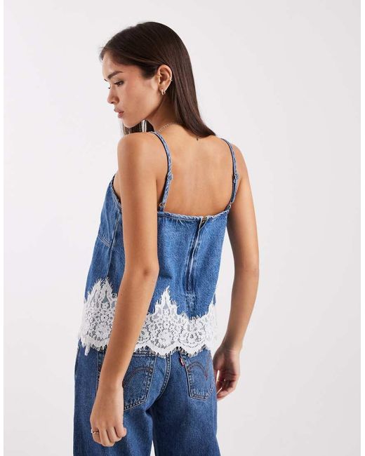Levi's Blue Denim Lace Cami Co-Ord