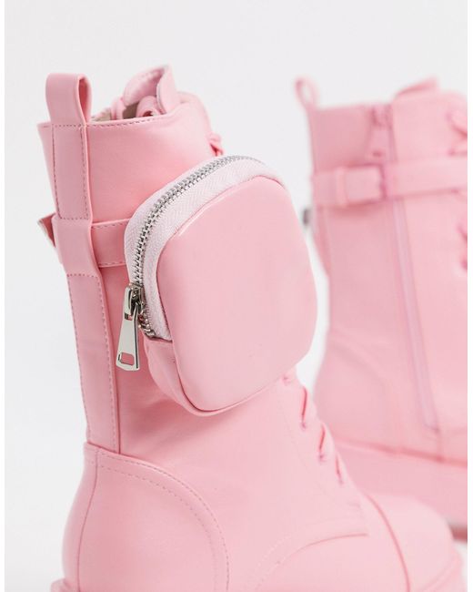 public desire intention chunky calf boot with pouch