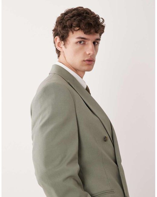 ASOS Green Double Breasted Slim Suit Jacket for men