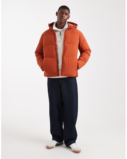 Jack & Jones Red Hooded Puffer Jacket for men